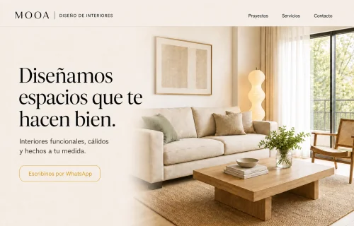 Ejemplo de landing creada para un estudio de interiores