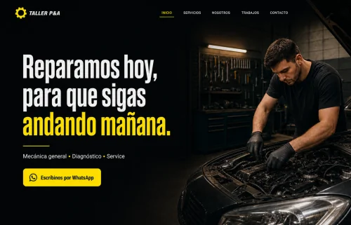 Ejemplo de landing creada para un taller mecánico